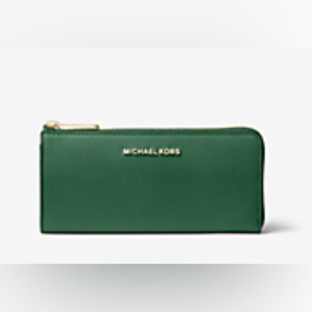 Michael Kors Jet Set Travel Large Saffiano Leather Quarter-Zip Wallet